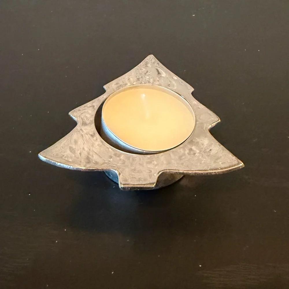 Restoration Hardware Silver Plated Holiday Evergreen Votive Holder